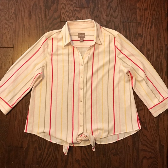 Chicos stripped tie front blouse - Picture 1 of 5